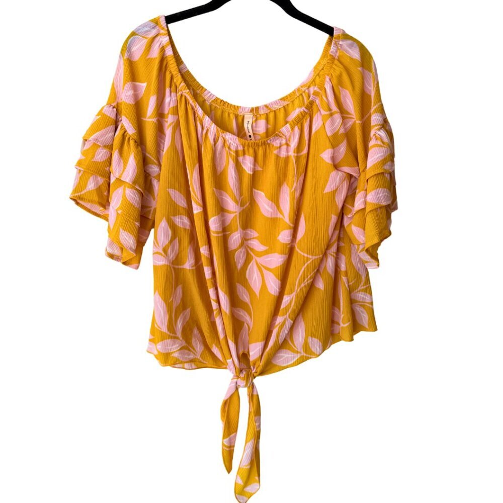 Tyche,  yellow, off-the-shoulder, blouse,  L